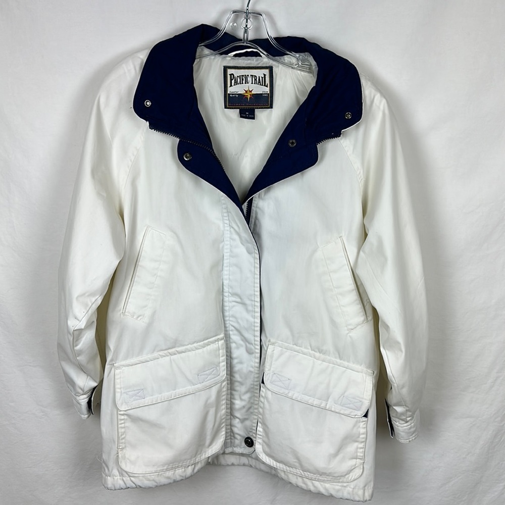Pacific Trail cream with navy trim jacket, size M